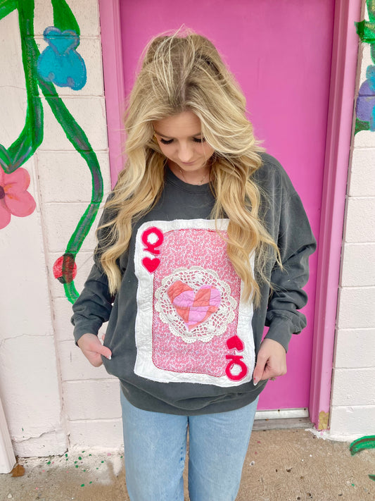 Queen of Hearts Pink Sweatshirt